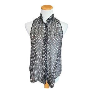 Womens Anthropologie Zoa Polka Dot Sleeveless Semi-Sheer Top - Sz S